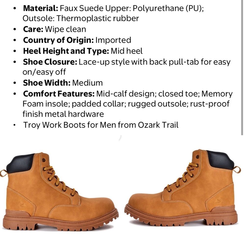 Men's Tan Lace-Up Boots - Picture 16 of 16